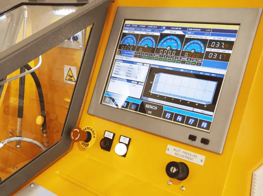schermata di controllo e report dati di un banco di prova
